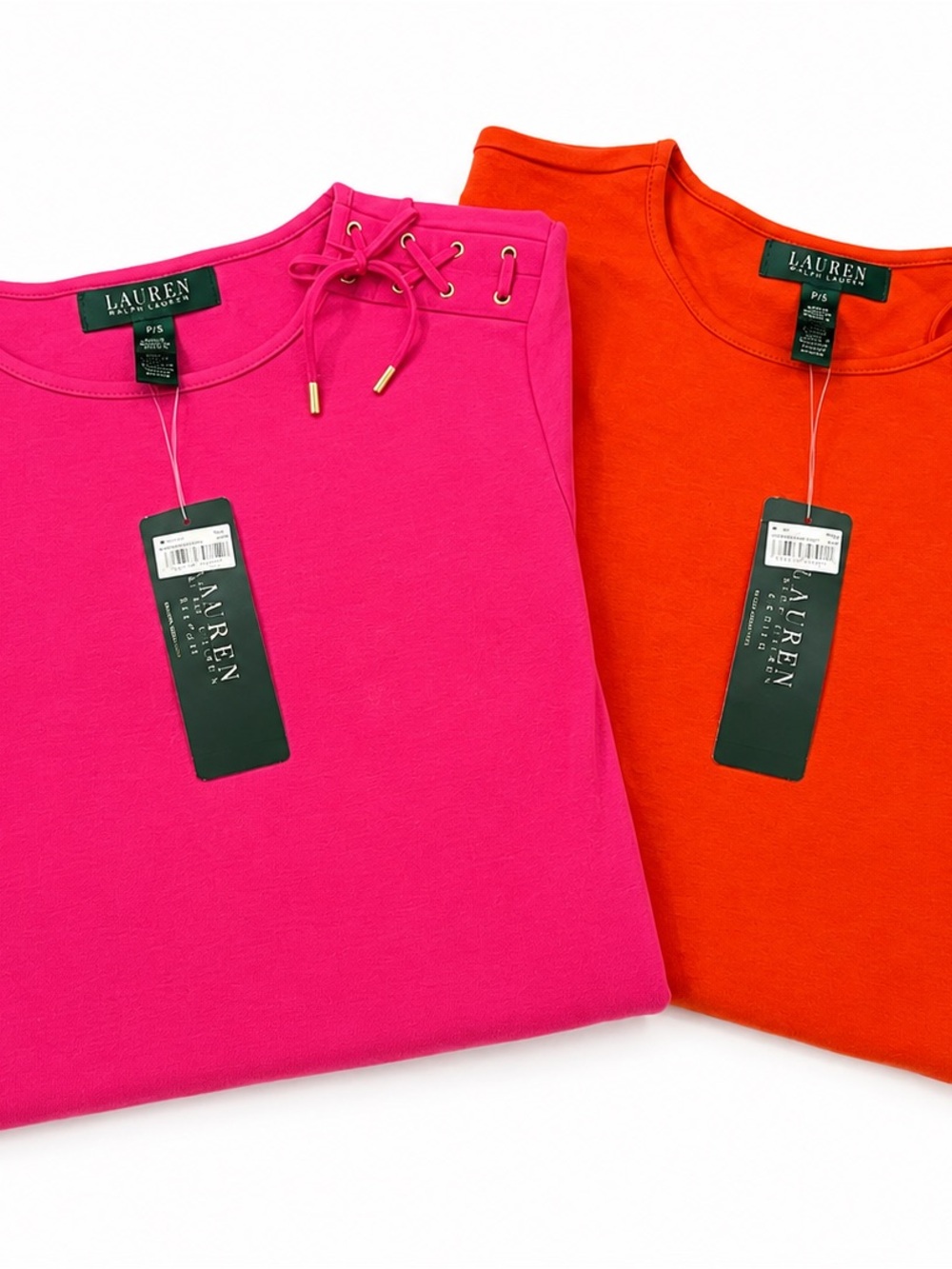 Lauren Ralph Lauren Petite Tops Lot of 2 NWT Pink Orange Lace Shoulder P/S